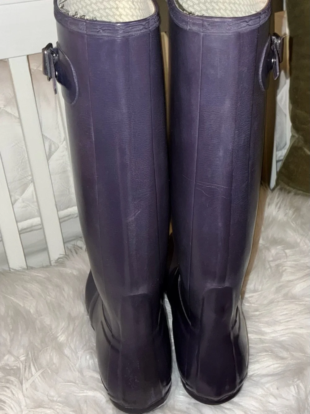 Original Hunter Tall Rubber Boots in Deep Purple Sz 8